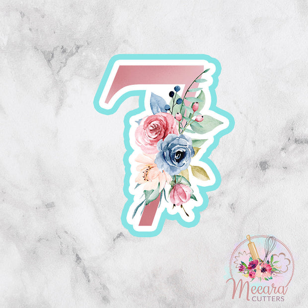 Floral 7 Cookie Cutter | Number | Birthday | Fondant Cutter