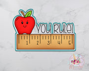 Apple Cookie Cutter | Ruler Cookie Cutter | You Rule | Back to School | First Day of School | Teacher Appreciation | Fondant Cutter