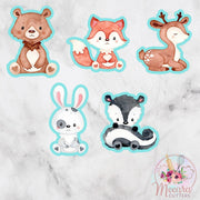 Magical Woodland Theme Cookie Cutter Set | Bear, Fox, Deer, Bunny, Skunk | Whimsical Baking Tools