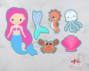 Mermaid Theme Cookie Cutter Set | Mermaid, Jellyfish, Sea Horse, Crab, Shell, Mermaid Tail Cookie Cutter | Under The Sea Theme