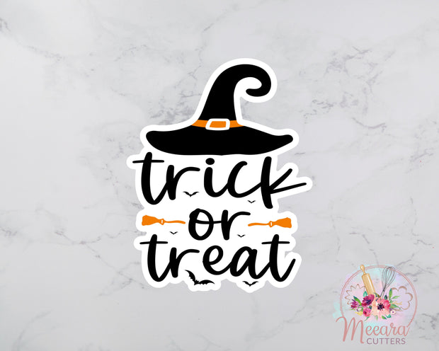Trick Or Treat Cookie Cutter | Personalized Plaque Cookie Cutter | Halloween Cookie Cutter | Witch Cookie Cutter