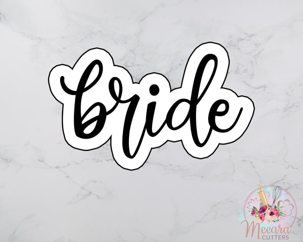 Bride Cookie Cutter | Wedding Cookie Cutter | Plaque Cookie Cutter | Script Cutter | Fondant Cutter