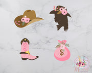 Cowgirl Cookie Cutter Set | Cowboy Hat, Cowboy Boots, Bag of Money | Floral Cowboy Set | Set of 4 Cookie Cutters | Fondant Cutter