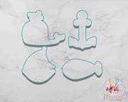 Nautical Cookie Cutter Set | Whale, Anchor, Boat, Fish Cookie Cutters | Set of 4 Cookie Cutters | Fondant Cutter
