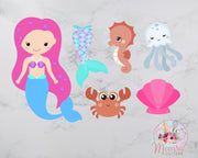Mermaid Theme Cookie Cutter Set | Mermaid, Jellyfish, Sea Horse, Crab, Shell, Mermaid Tail Cookie Cutter | Under The Sea Theme