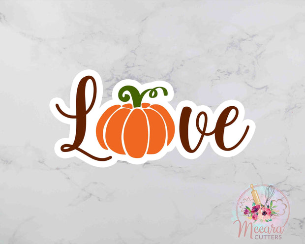 Love Pumpkin Cookie Cutter | Halloween Cookie Cutter | Autumn Cookie Cutter | Fondant Cutter