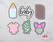 Baby, Onesie, Plaque, Bottle Cookie Cutter Set | First Birthday Theme | Baby Shower Cookie Cutter | Gender Reveal | Set of 6 Cutters