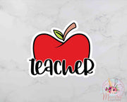 Apple Cookie Cutter | Teacher Cookie Cutter | Script Cookies | Teacher Appreciation | Fondant Cutter